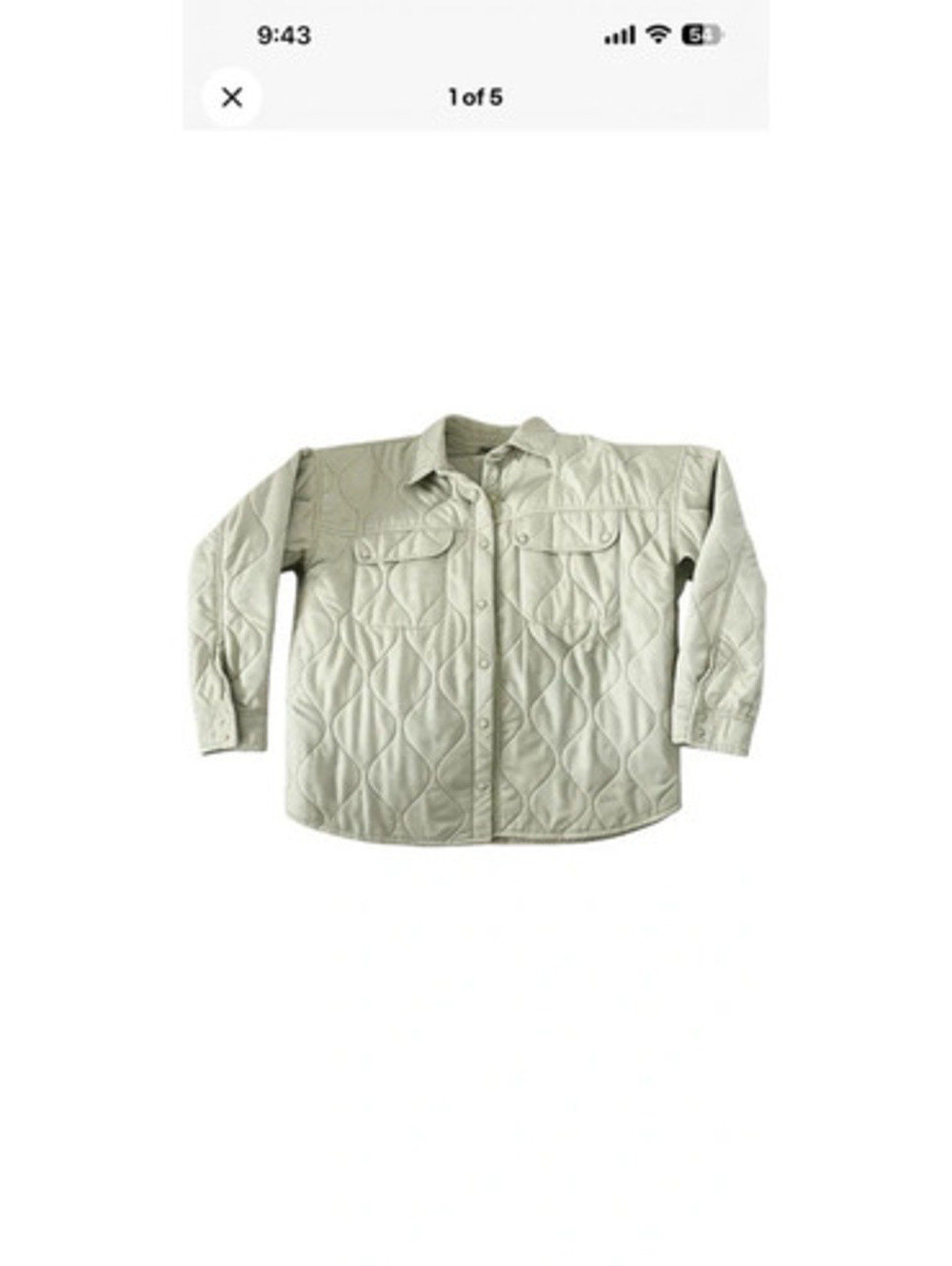 By The River Womens Large Sage Green Quilted Shirt Jacket Snap Front Shacket